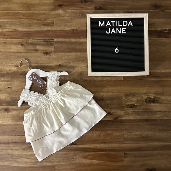 NWT Matilda Jane Enchanted Garden Cream Ruffle Coconut Tier Knit Lace Tank 6 - Picture 1 of 8